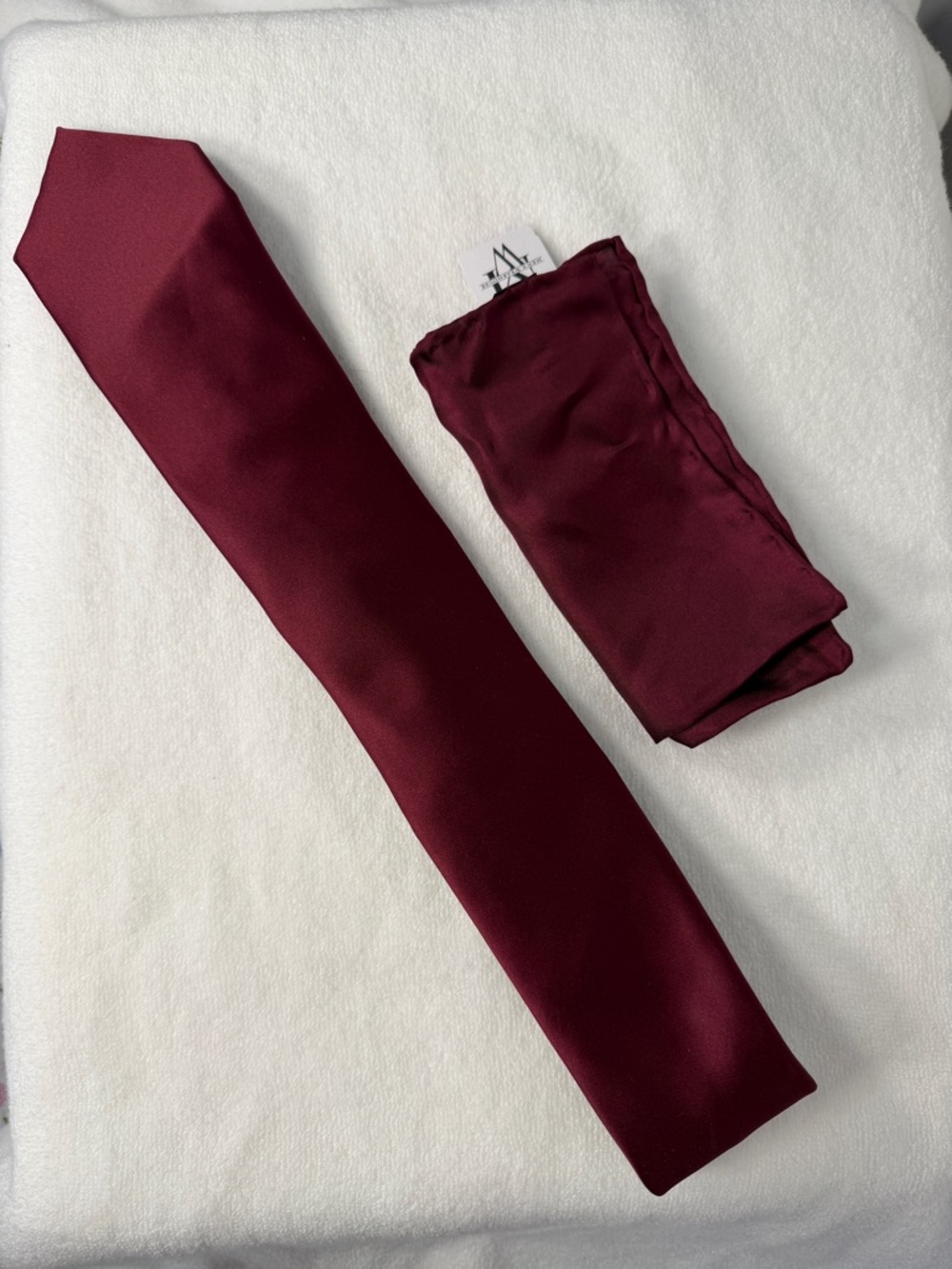 Men's Solid Maroon Tie with Matching Pocket Square
